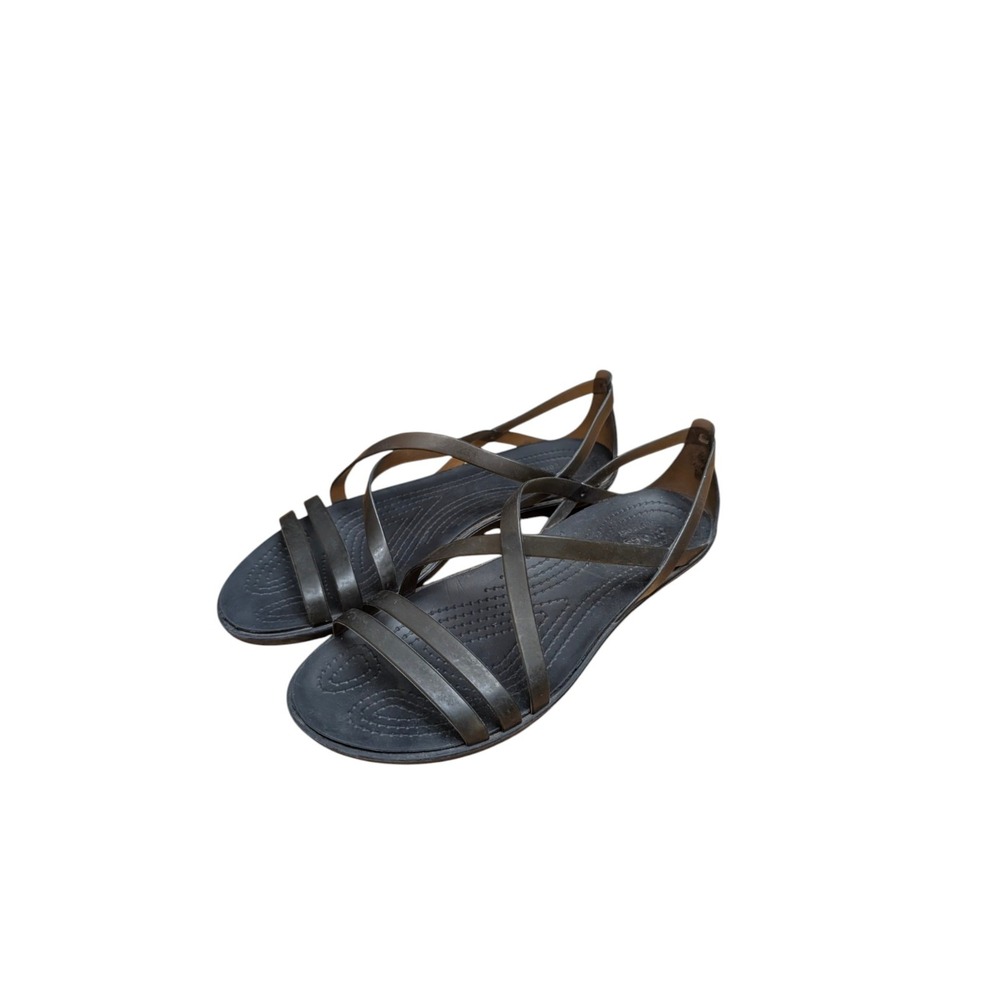 Crocs Isabella Sandals Womens Size 8 Black Strappy Jelly Lightweight Comfort
